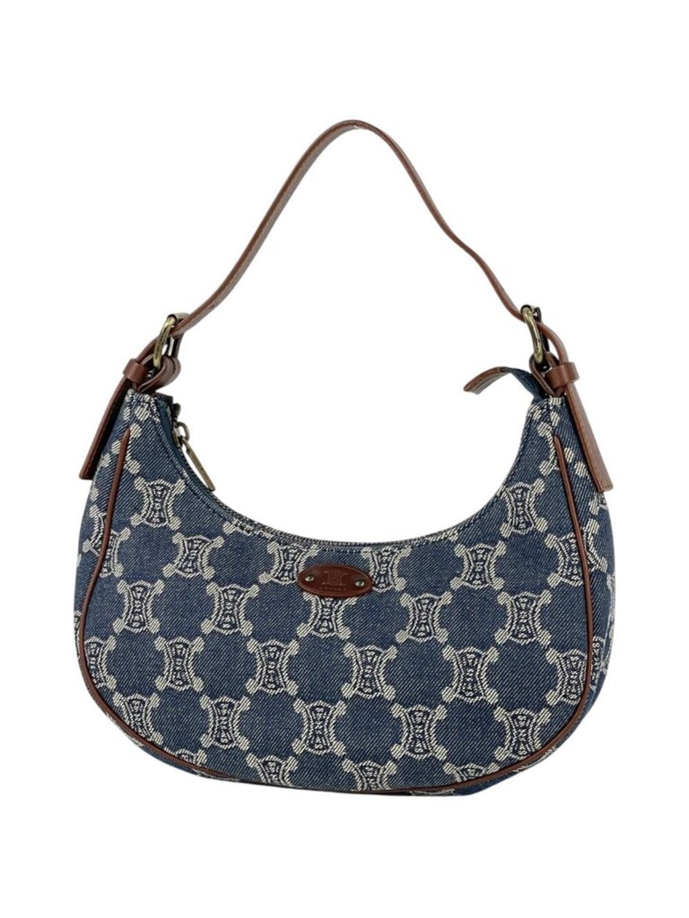 Celine Paris Macadam Shoulder Bag Denim Blue Brown - Picture 1 of 8